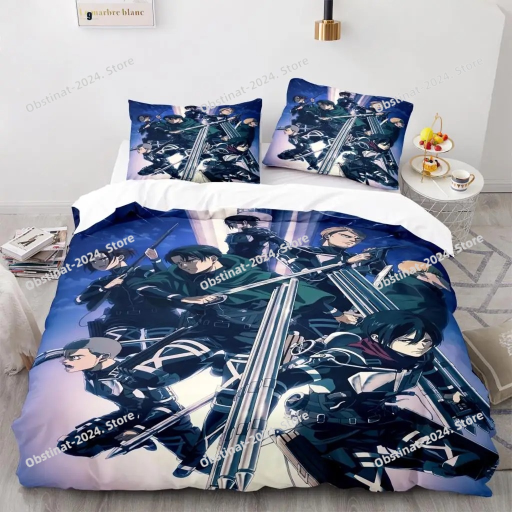 Home Textiles Bedding - أنيمي هجوم على تيتان طقم سرير