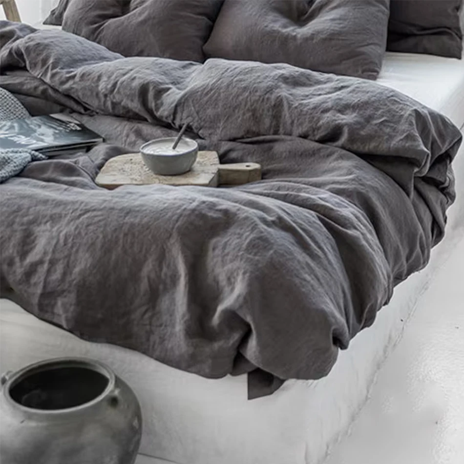 غطاء لحاف سرير من الكتان 100%، - مراجعة Quality Home Textiles وسعره
