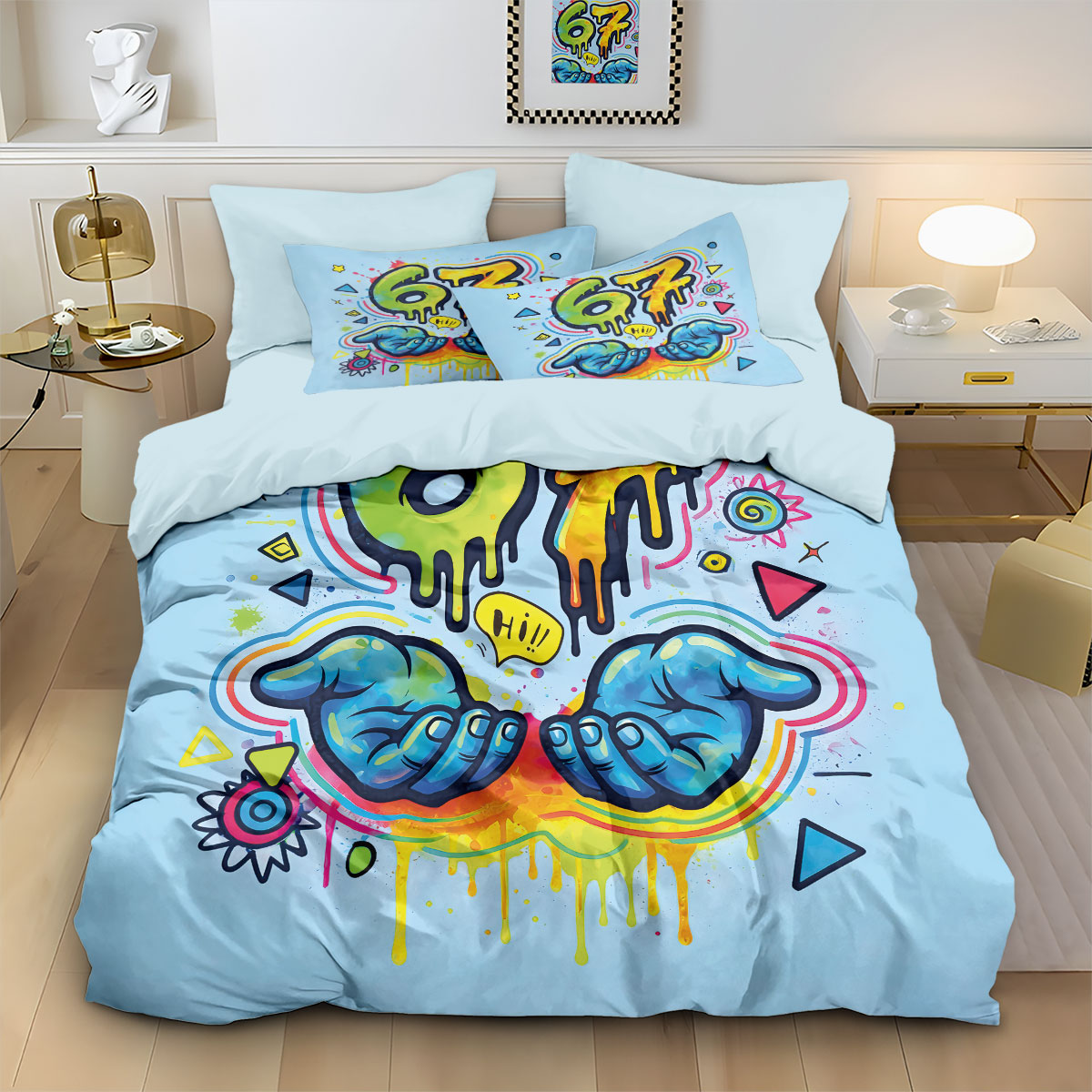 طقم غطاء لحاف بدون حشوة مطبوع  - مراجعة Home Textiles Bedding وسعره