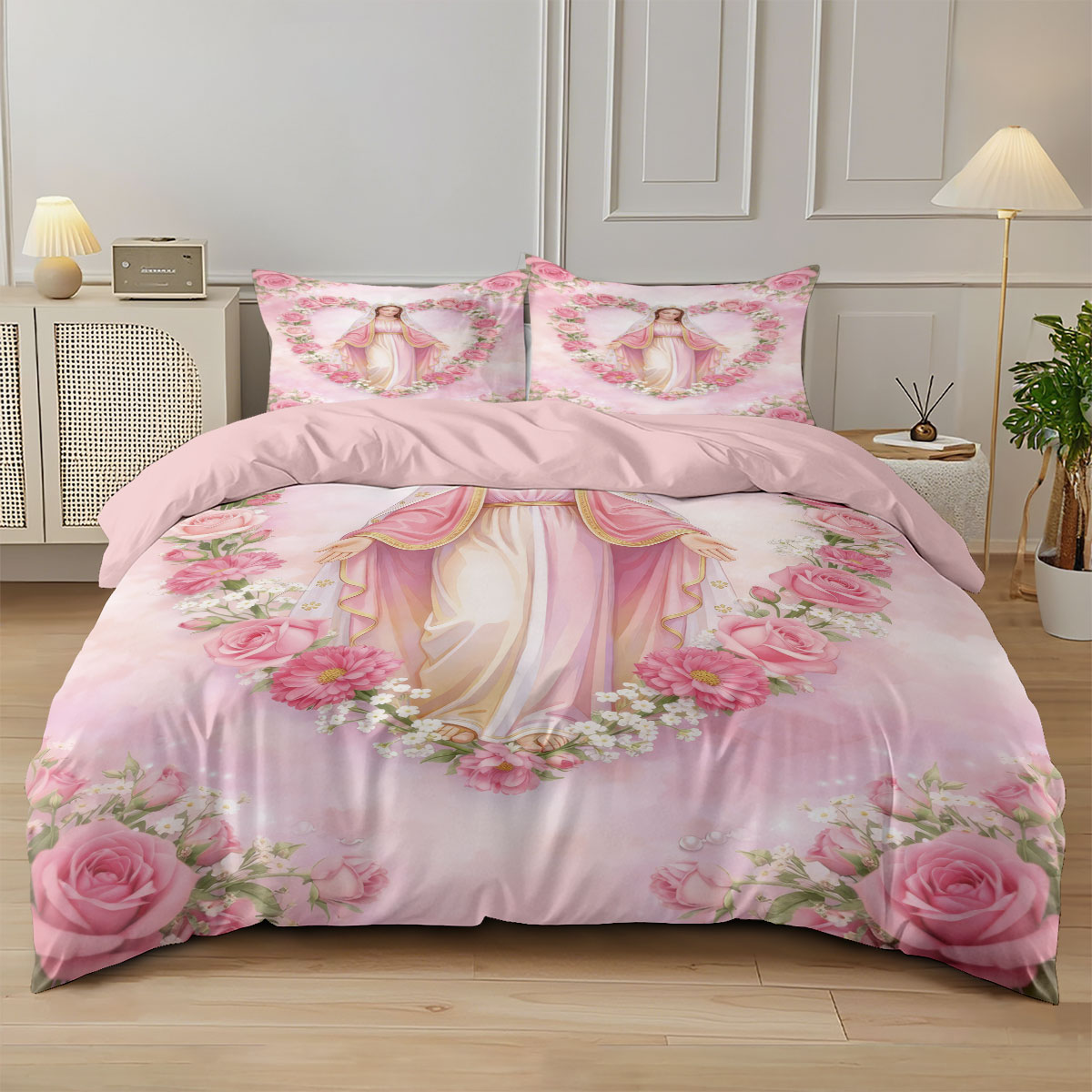 طقم غطاء لحاف مطبوع عليه صورة  - مراجعة Home Textiles Bedding وسعره
