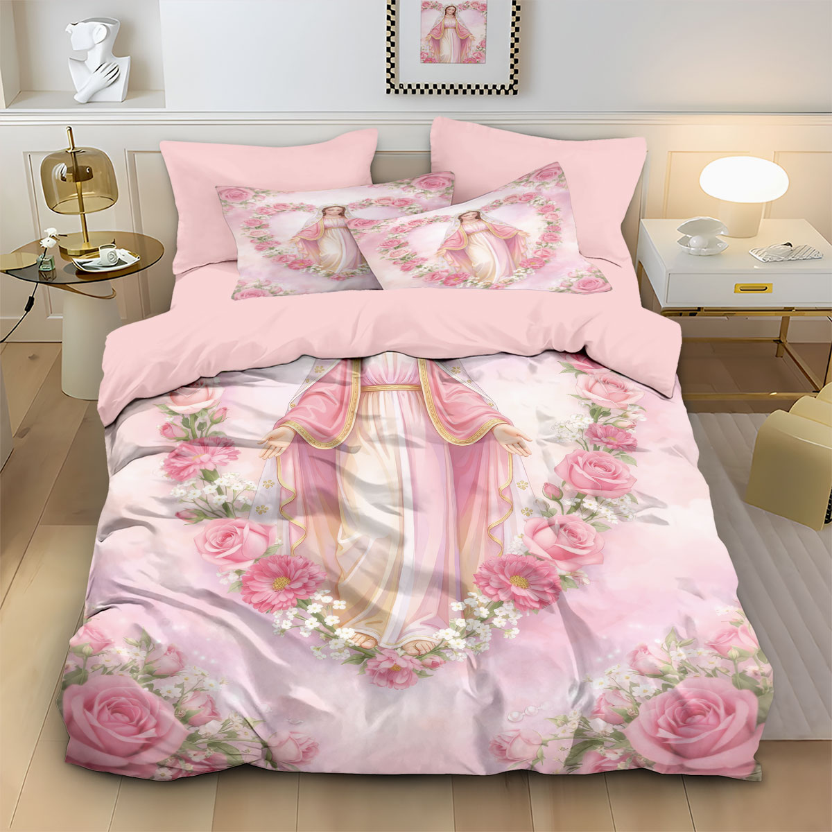 طقم غطاء لحاف مطبوع عليه صورة  - مراجعة Home Textiles Bedding وسعره